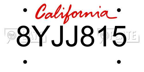 8YJJ815 California License Plate