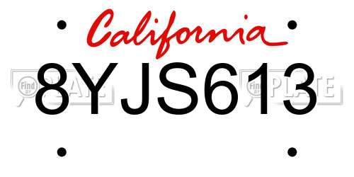 8YJS613 California License Plate