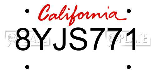 8YJS771 California License Plate