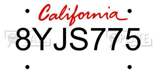 8YJS775 California License Plate