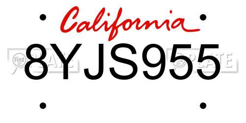 8YJS955 California License Plate