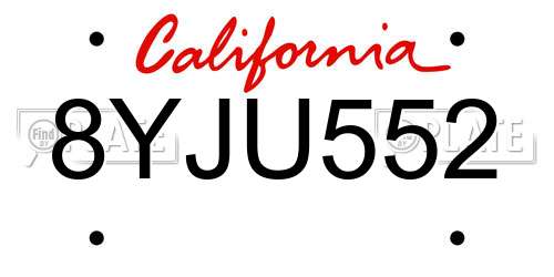8YJU552 California License Plate