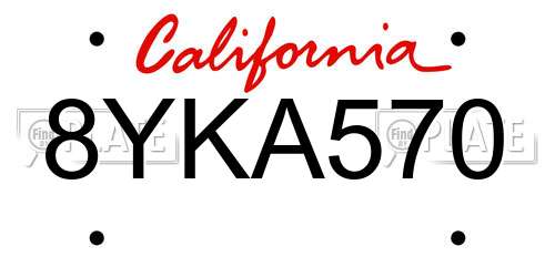 8YKA570 California License Plate