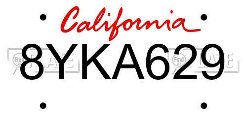 8YKA629 California License Plate