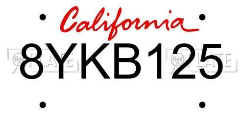 8YKB125 California License Plate