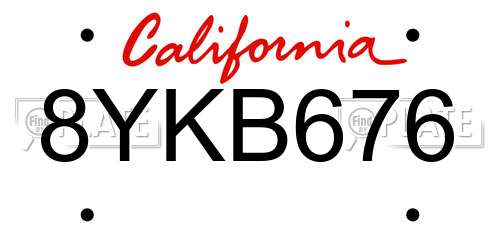 8YKB676 California License Plate