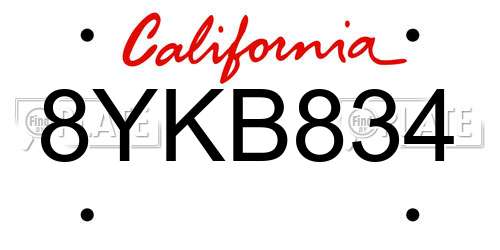 8YKB834 California License Plate