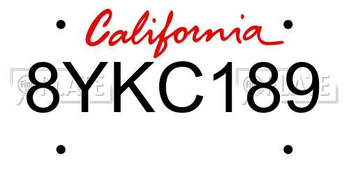 8YKC189 California License Plate