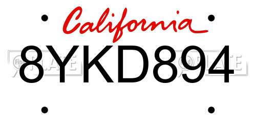 8YKD894 California License Plate
