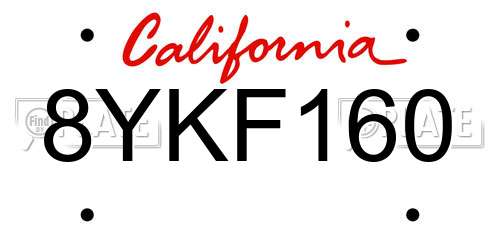 8YKF160 California License Plate