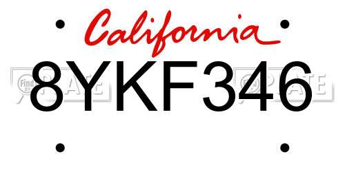8YKF346 California License Plate