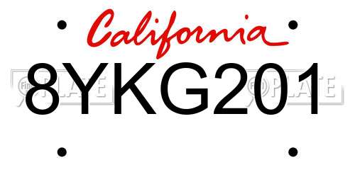 8YKG201 California License Plate