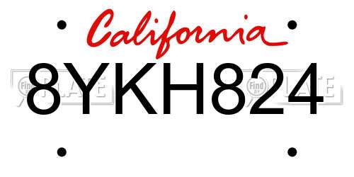 8YKH824 California License Plate
