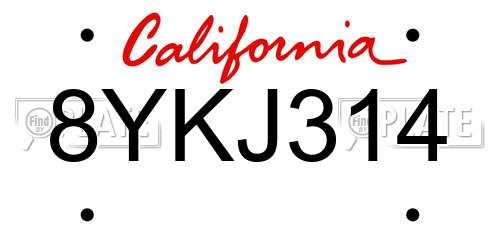 8YKJ314 California License Plate