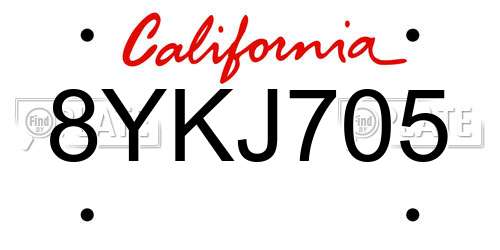 8YKJ705 California License Plate