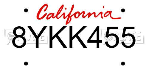 8YKK455 California License Plate