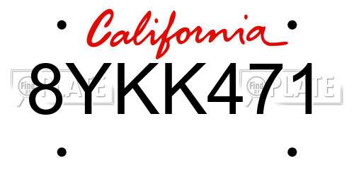 8YKK471 California License Plate