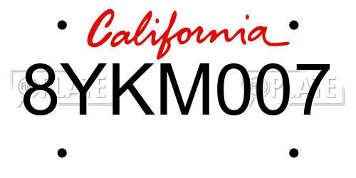 8YKM007 California License Plate