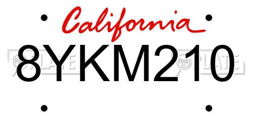 8YKM210 California License Plate