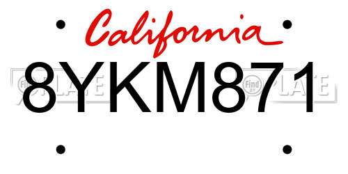 8YKM871 California License Plate