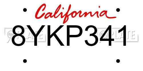 8YKP341 California License Plate