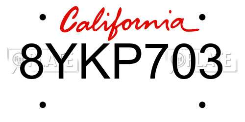 8YKP703 California License Plate
