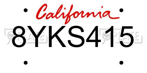 8YKS415 California License Plate