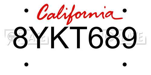 8YKT689 California License Plate