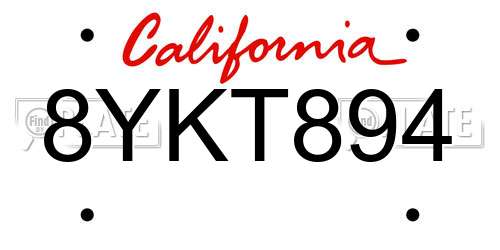 8YKT894 California License Plate