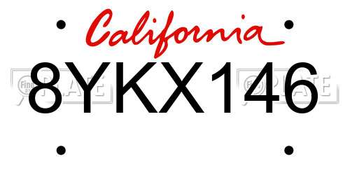 8YKX146 California License Plate