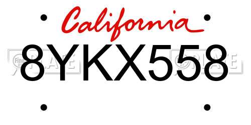 8YKX558 California License Plate
