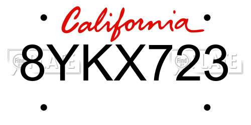 8YKX723 California License Plate