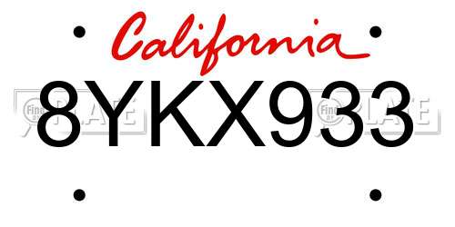 8YKX933 California License Plate