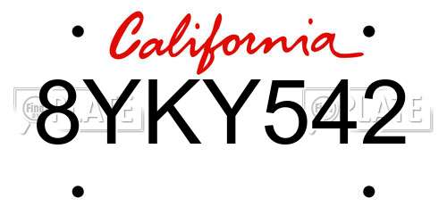 8YKY542 California License Plate