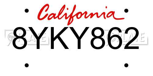 8YKY862 California License Plate