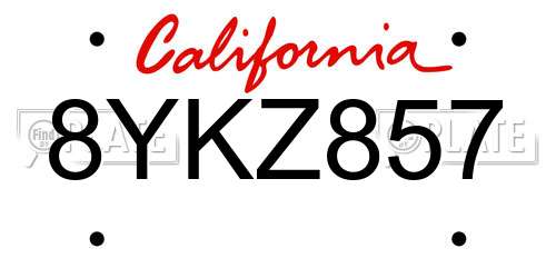 8YKZ857 California License Plate