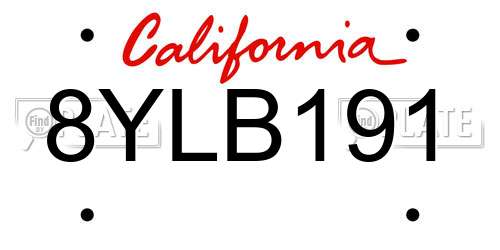 8YLB191 California License Plate