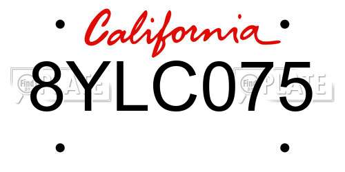 8YLC075 California License Plate