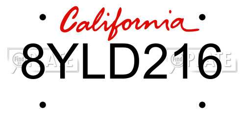 8YLD216 California License Plate