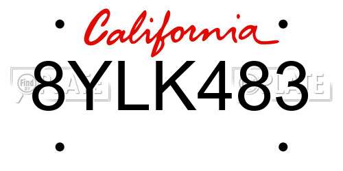 8YLK483 California License Plate