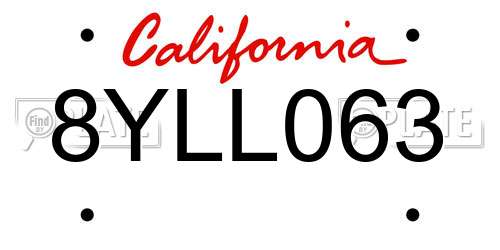8YLL063 California License Plate