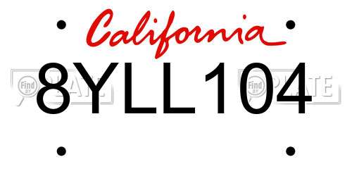 8YLL104 California License Plate