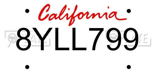 8YLL799 California License Plate