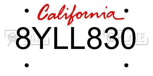 8YLL830 California License Plate