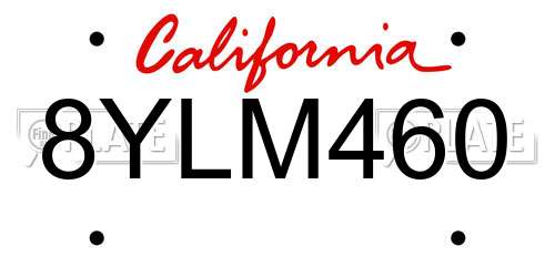 8YLM460 California License Plate