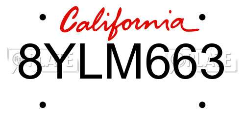 8YLM663 California License Plate