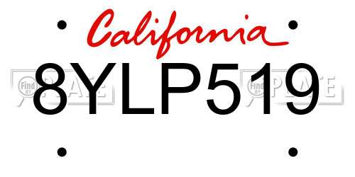 8YLP519 California License Plate