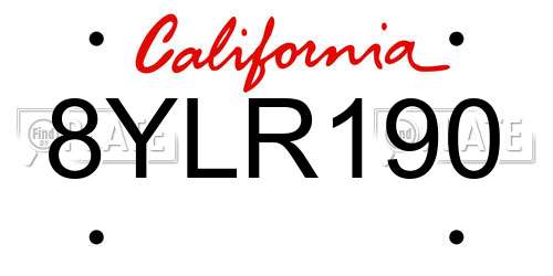 8YLR190 California License Plate