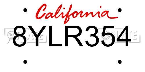 8YLR354 California License Plate