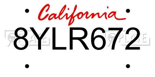 8YLR672 California License Plate